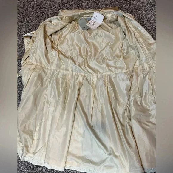 VINTAGE MINUET TRENCHCOAT JACKET GOLD MID KNEE LENGTH CINCHED WAIST NWT LARGE - Picture 11 of 12